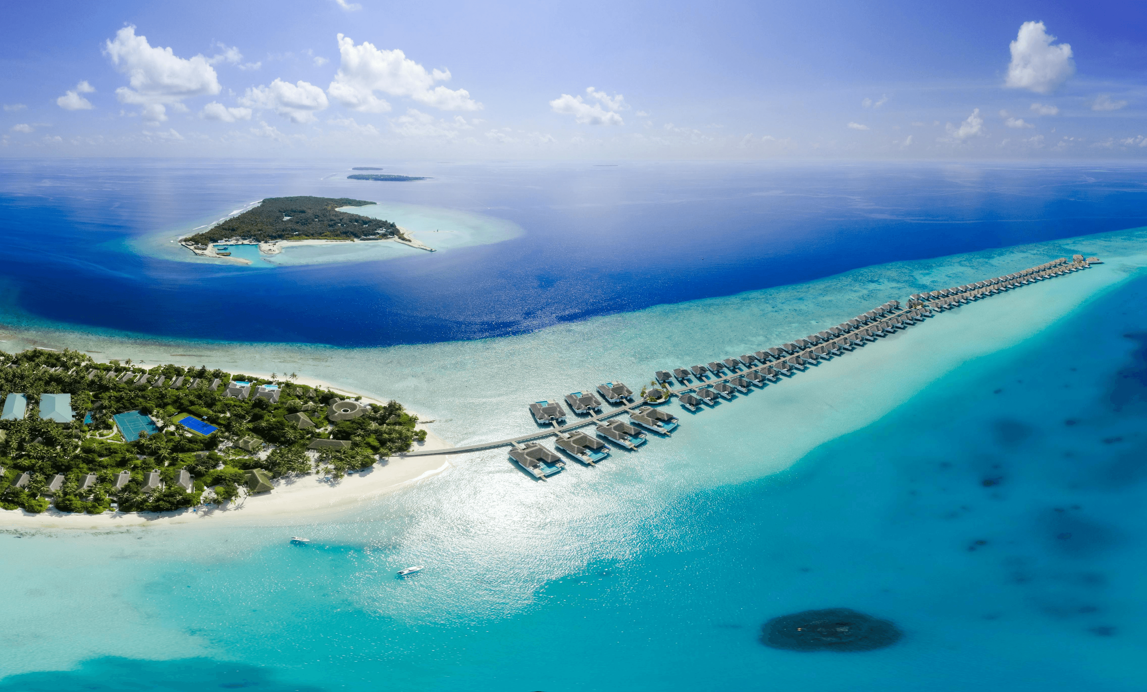 Aerial view of Maldives luxury resort